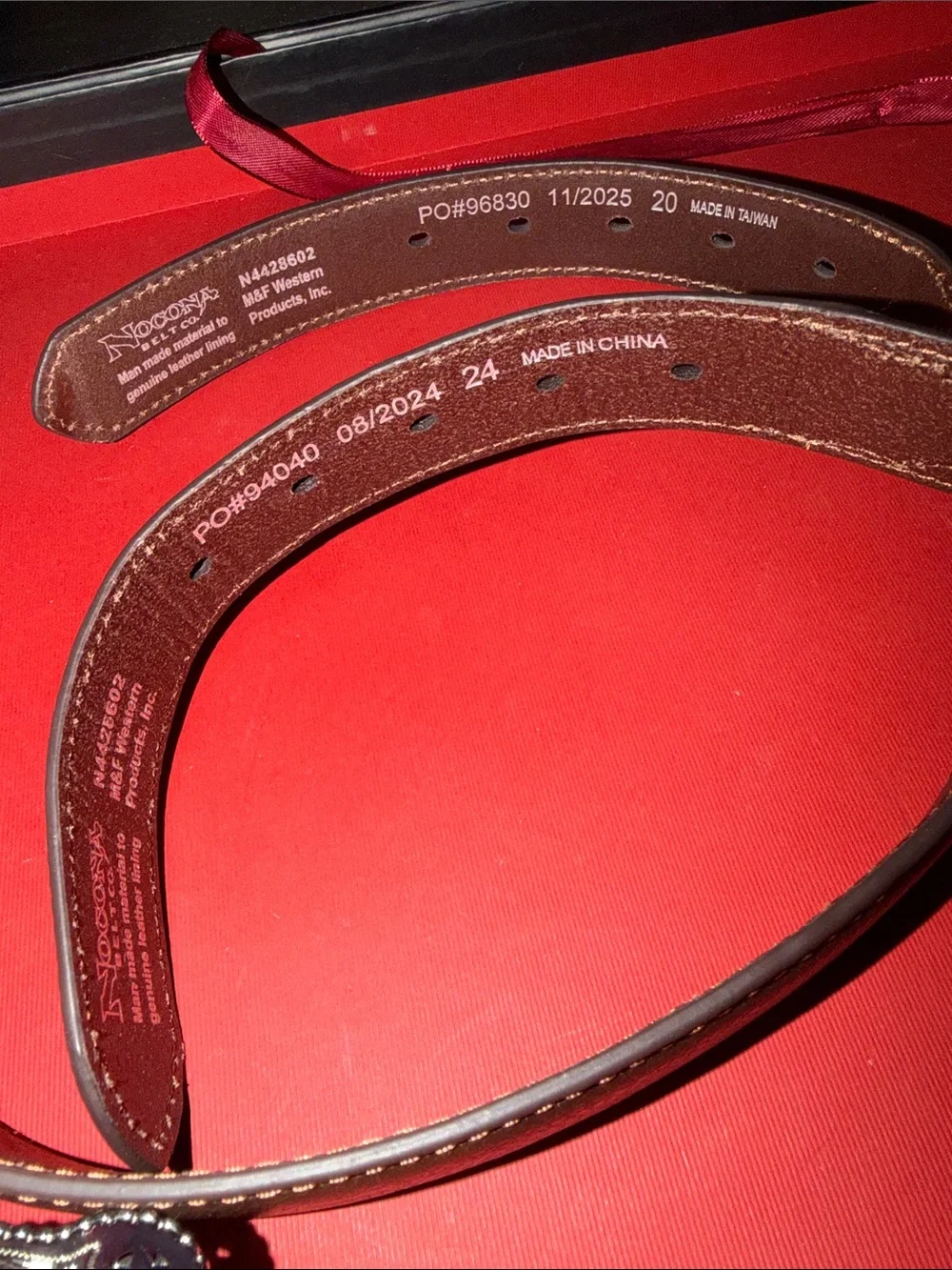 NWOT Nocona Brown Leather Western Belt with Ornate Silver Buckle